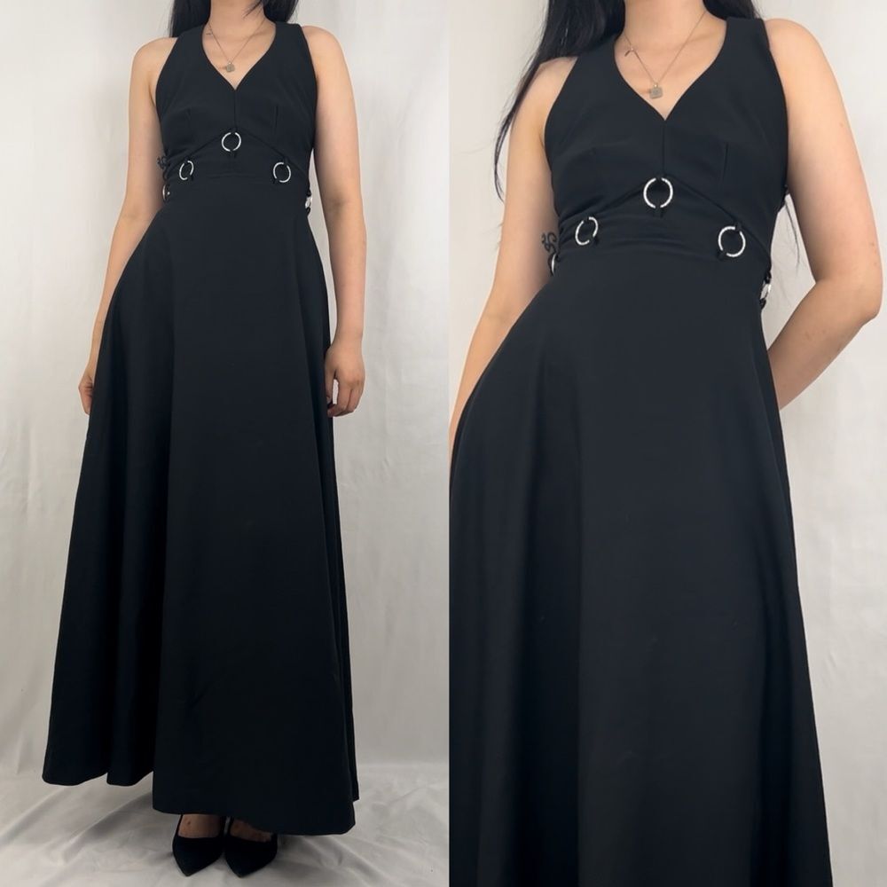 Vintage 90s Black Fit and Flare Evening Full Length Dress